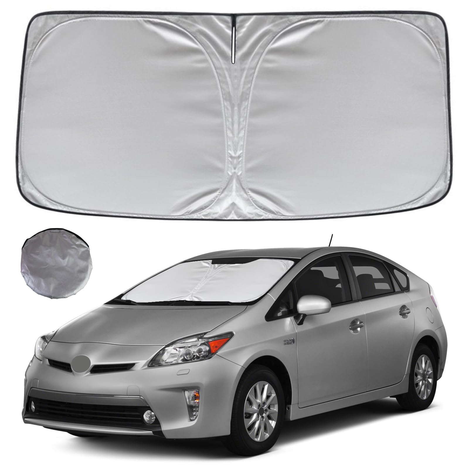 Kayzt Windshield Sun Shade For 2010-2015 Toyota Prius Hatchback (Not For Prius C Or Prius V) Foldable Sunshade Front Window Cust