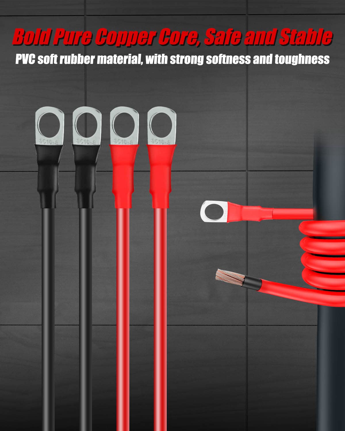 Battery Jump Post Kit, Waterproof Remote Battery Jumper Terminals W/Cable & Mounting Bracket, Heavy Duty Battery Charging Posts