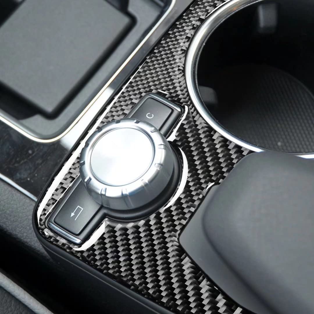 Carbon Fiber Central Console Armrest Water Cup Holder Frame Cover Trim for Mercedes-Benz C-Class W204 C180 C200 C250 Coupe Sport