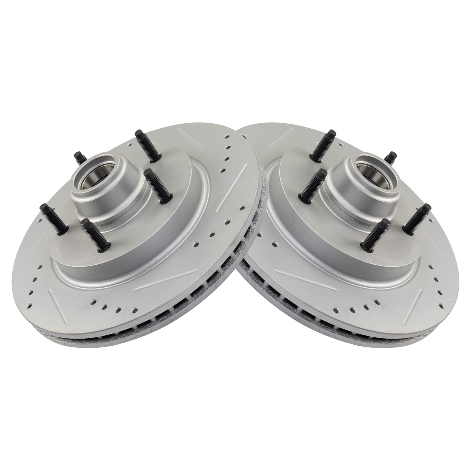Trq Front Performance Brake Rotors Set Vented Premium G-Coated Compatible With 1997-1998 Ford F-150