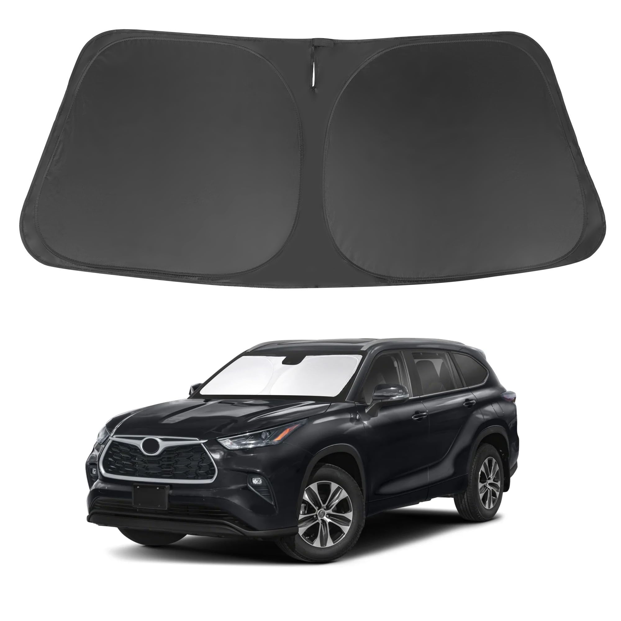 Windshield Sun Shade Front Sunshade Foldable Sun Visor Protector Custom Fit 2020-2024 2025 Toyota Highlander Accessories Keep Yo