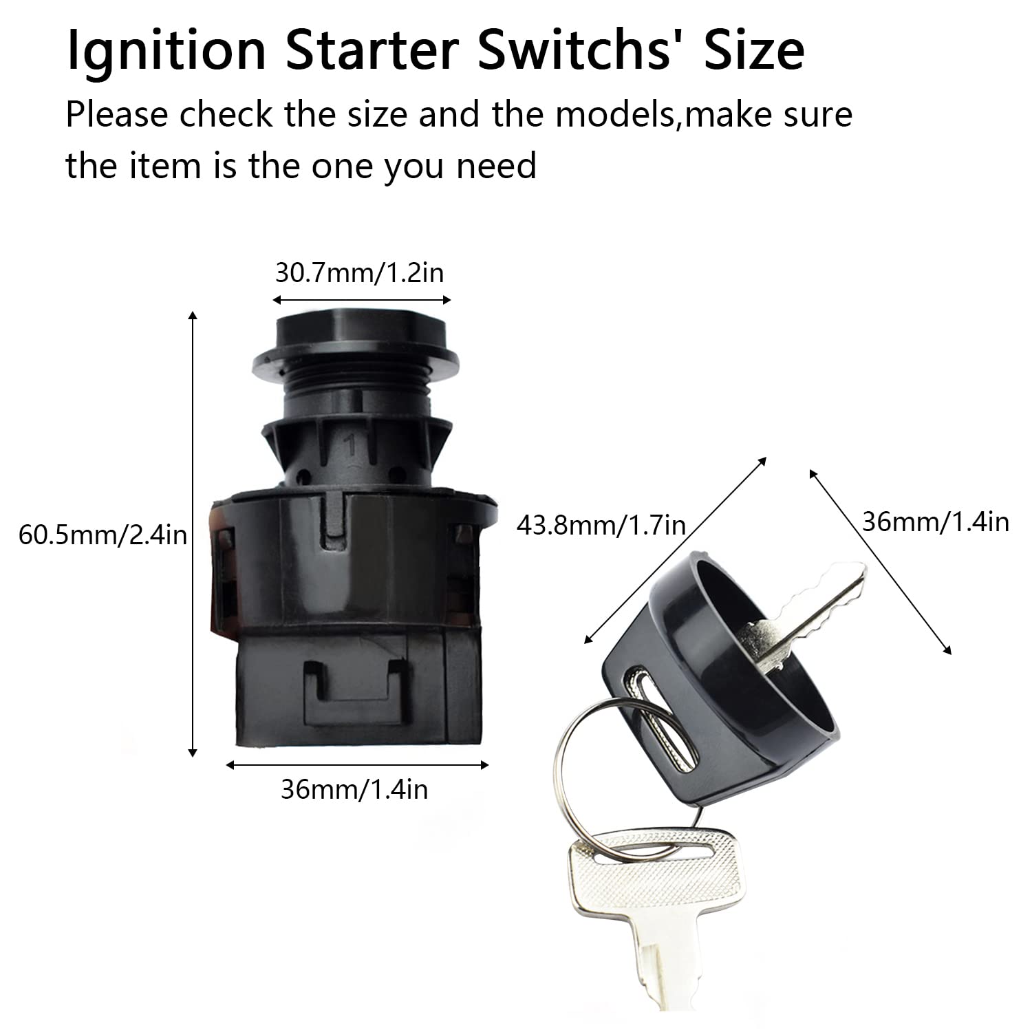 Ignition Switch with Key 3 Position Off/On/Start Compatible with Polaris Sportsman 400 500 570 600 700 800 Ranger 400 425 500 57