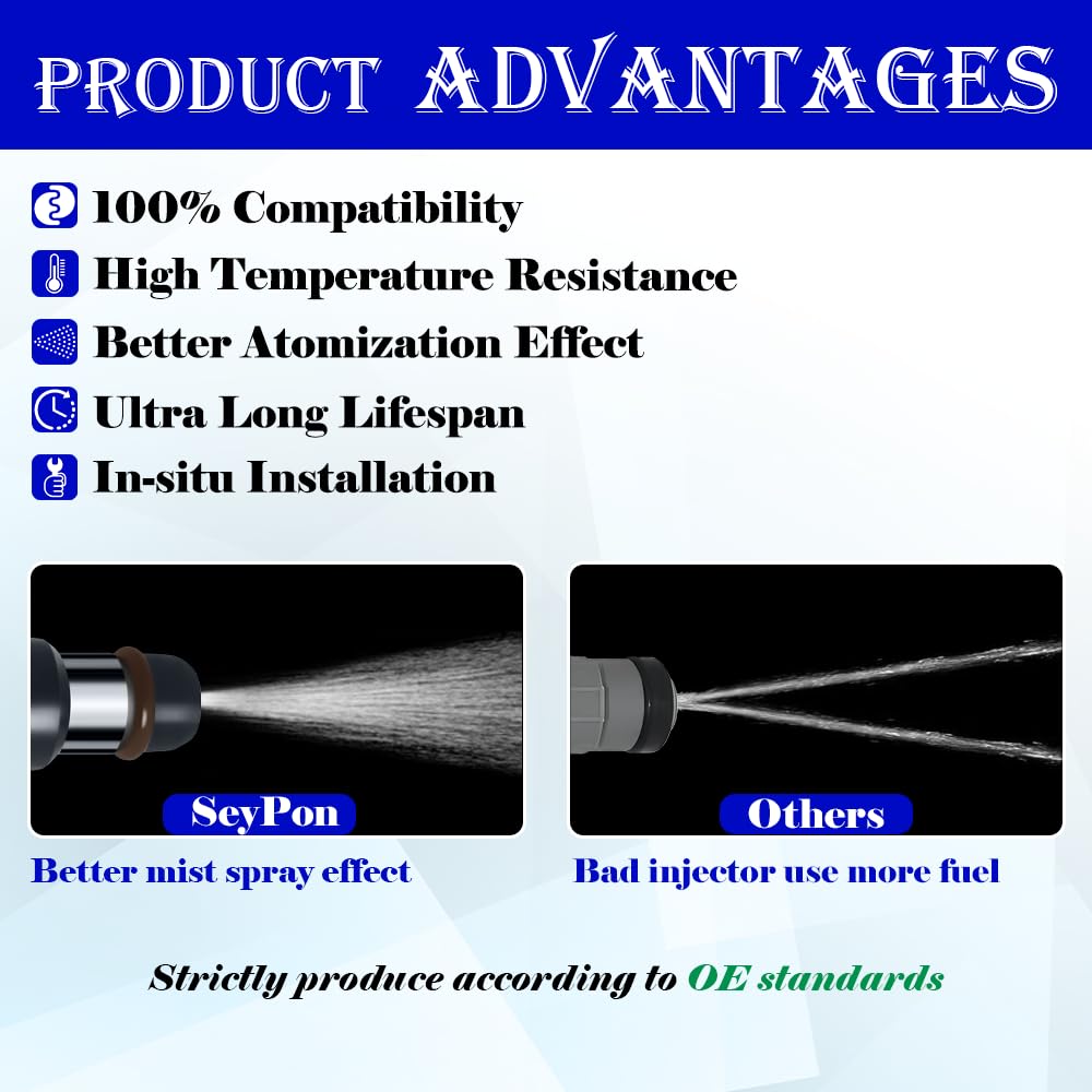 SeyPon Upgraded 4 Holes Gas Fuel Injectors Fit For GMC: Yukon (XL)/Sierra, 1500 2500 3500, For Chevy: Tahoe/Express/Suburban/Sil
