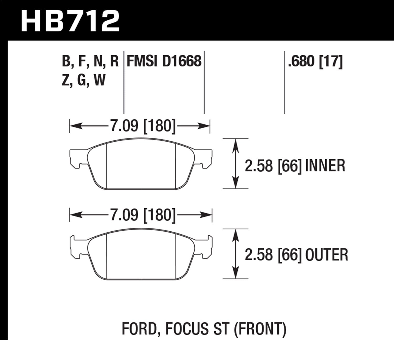 Hawk Hb712Z680 Brake Pad