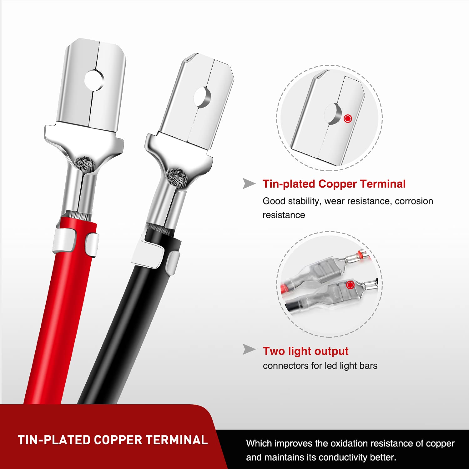 Nilight 16Awg 10Feet Wiring Harness Extension For 6Modes Amber White Light Bar Strobe Play And Plug 3-Wires, 2 Years Warranty, B