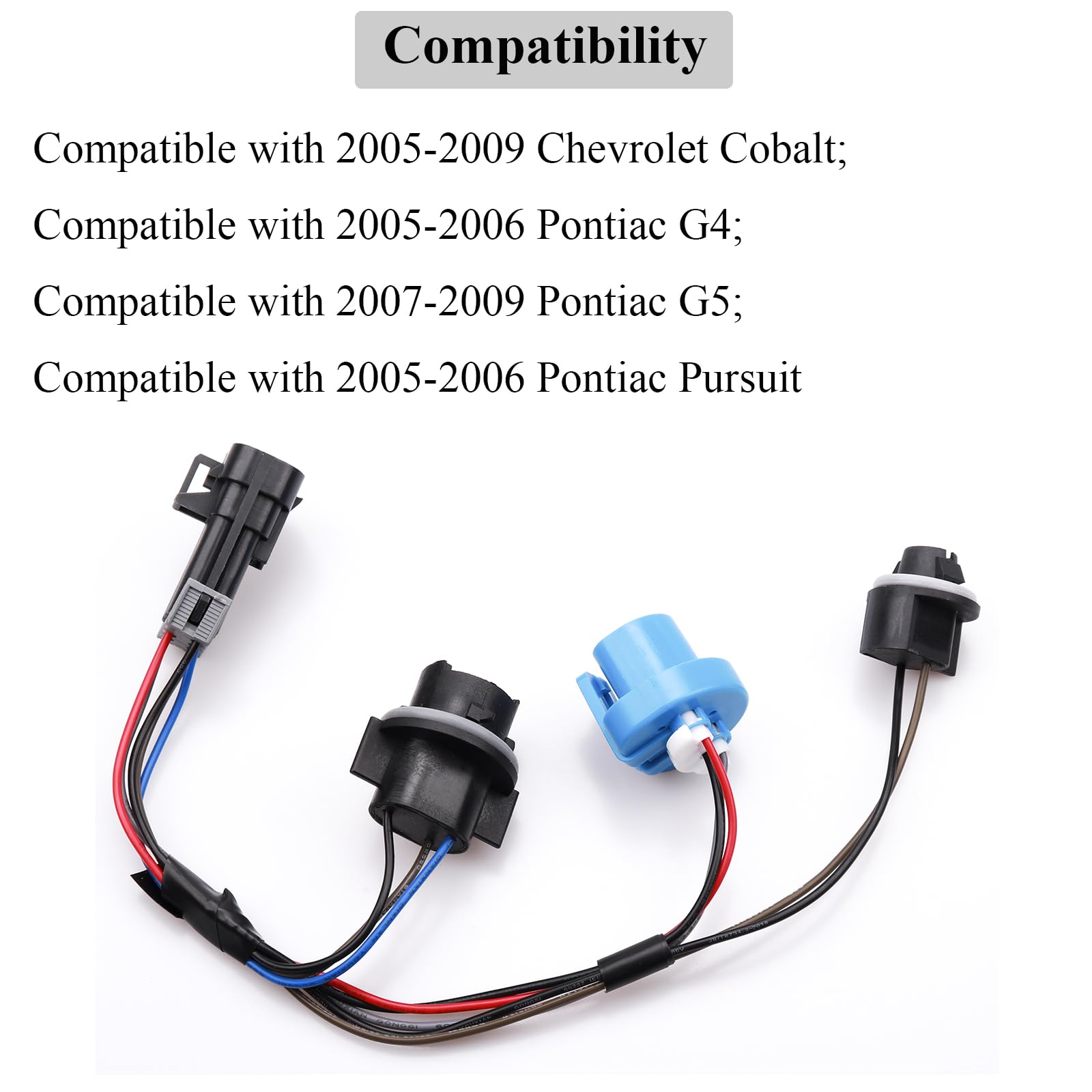 Hoput 645-205 Headlight Wire Harness, Headlight Wiring Harness Headlamp Connector Replace 22740620 22740621 Compatible With Chevy Cobalt Pontiac (1 Set)