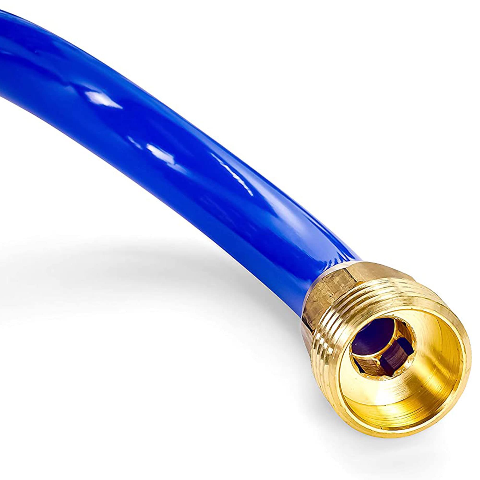 Camco 20 Coiled Water Hose | Rust Resistant With Brass Fittings | Features A 1/2-Inch Id (41983), Blue