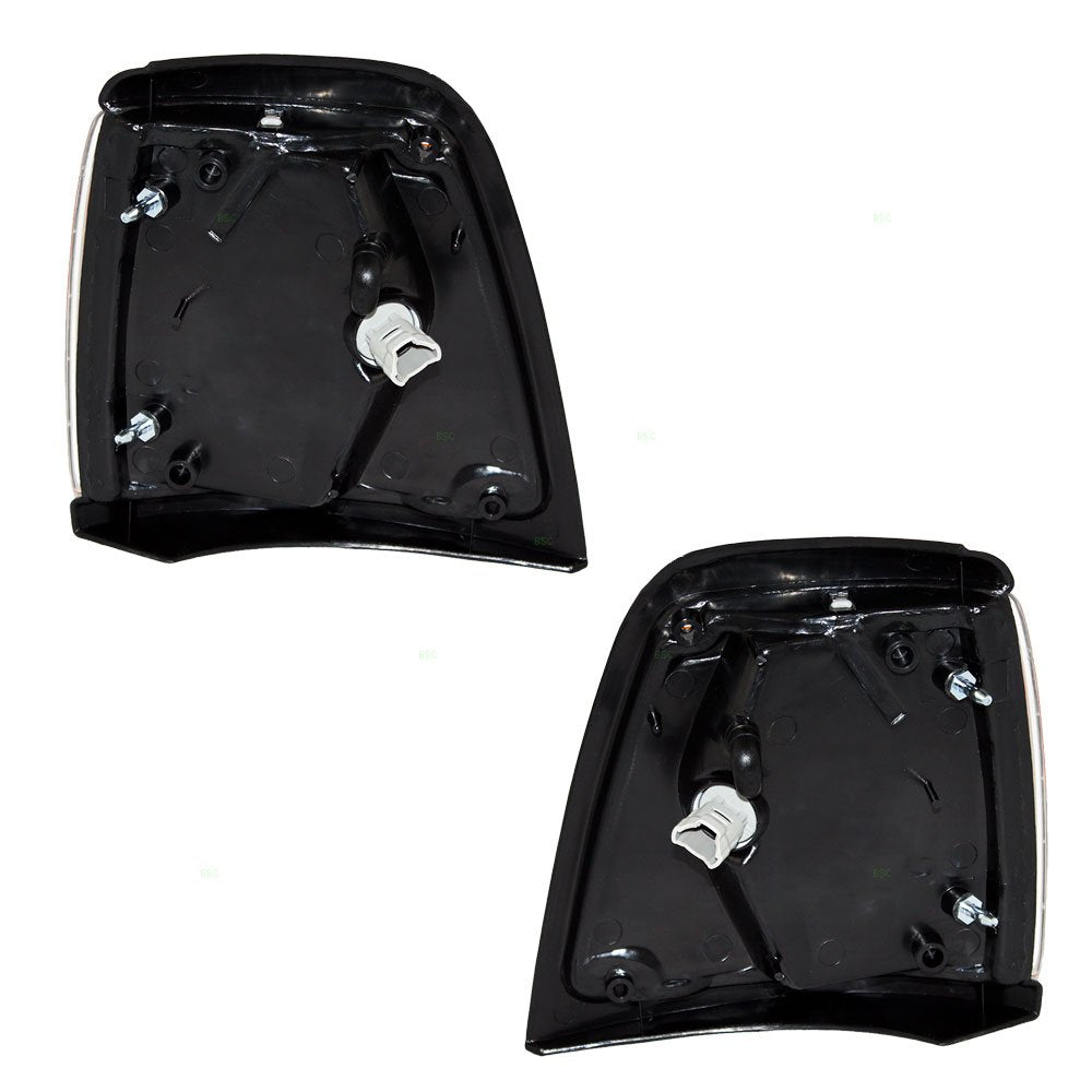 Brock Replacement Driver and Passenger Park Signal Corner Marker Lights Lamps with Black Trim Compatible with 92-95 Pickup Truck 8162035080 8161035080