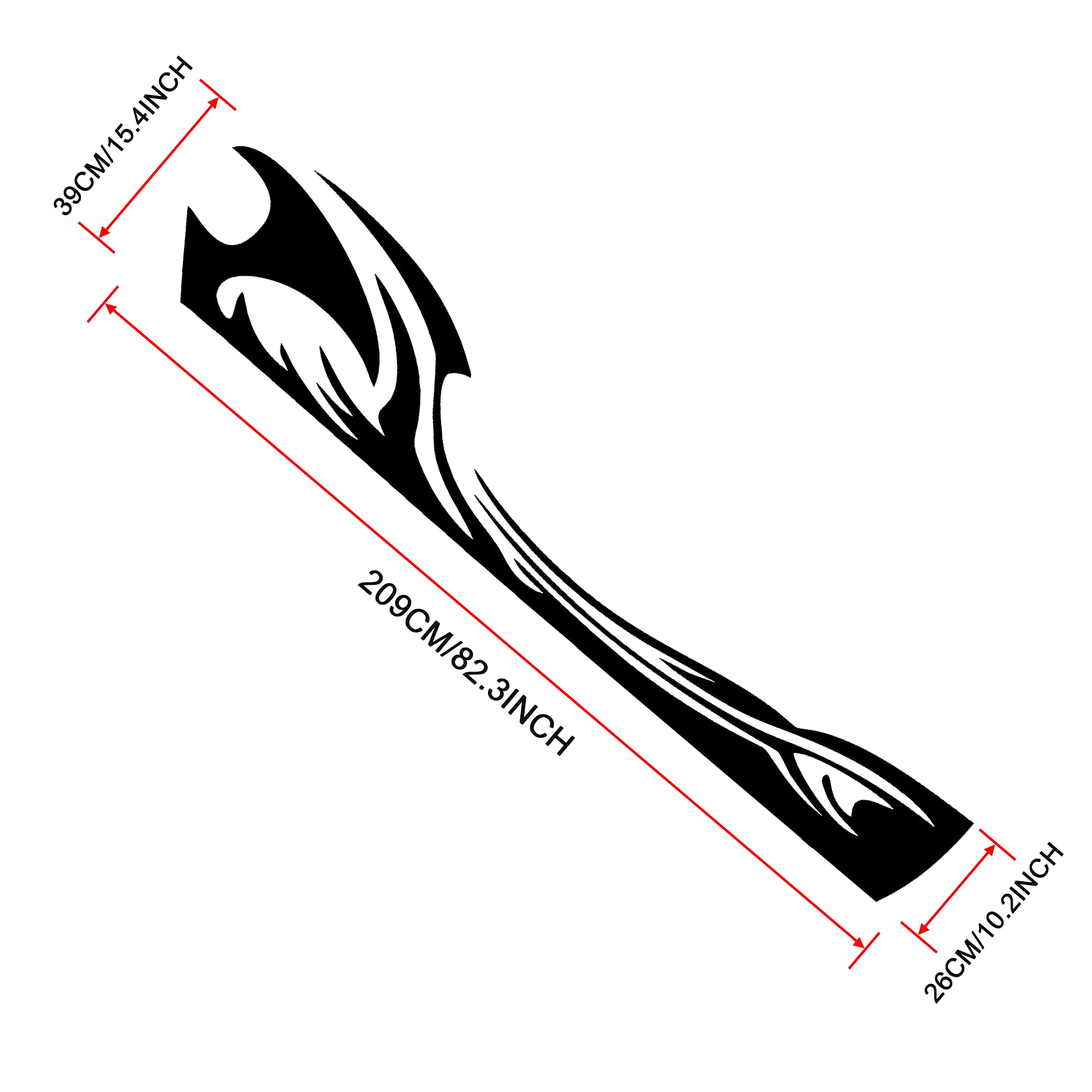 TOMALL 2Pcs 82'' Wave Flame Graphics Car Body Side Stickers Flame Racing Sports Stripe Decals for Car Universal Vinyl Waterproof