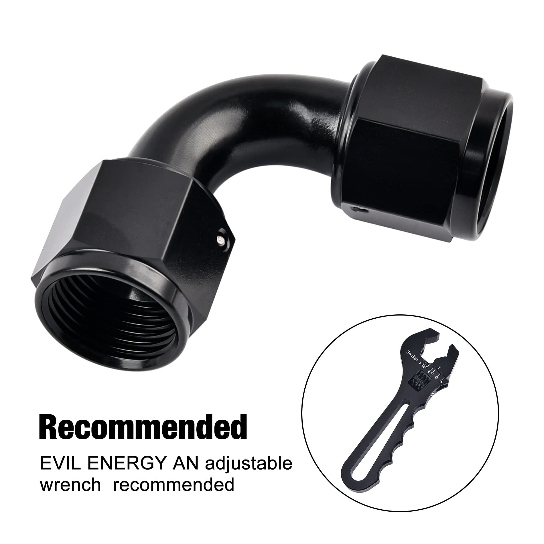 Evil Energy 12An Female To 12An Female 90 Degree Swivel Coupler Fitting Union Adapter Aluminum Black