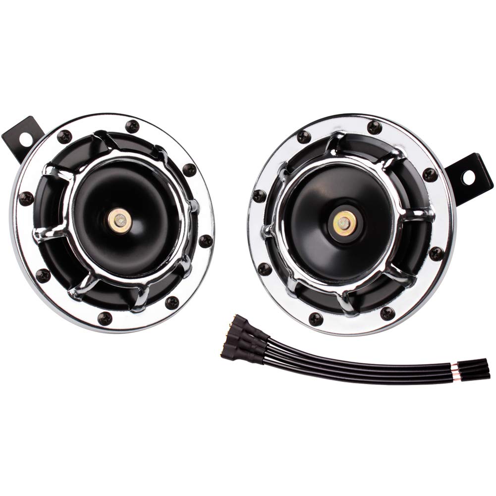 Farbin Car Horns 12V Super Loud Horn Supertone Car Horn High Tone/Low Tone Metal Truck Horn Train Horn Twin Horn Kit With Protec