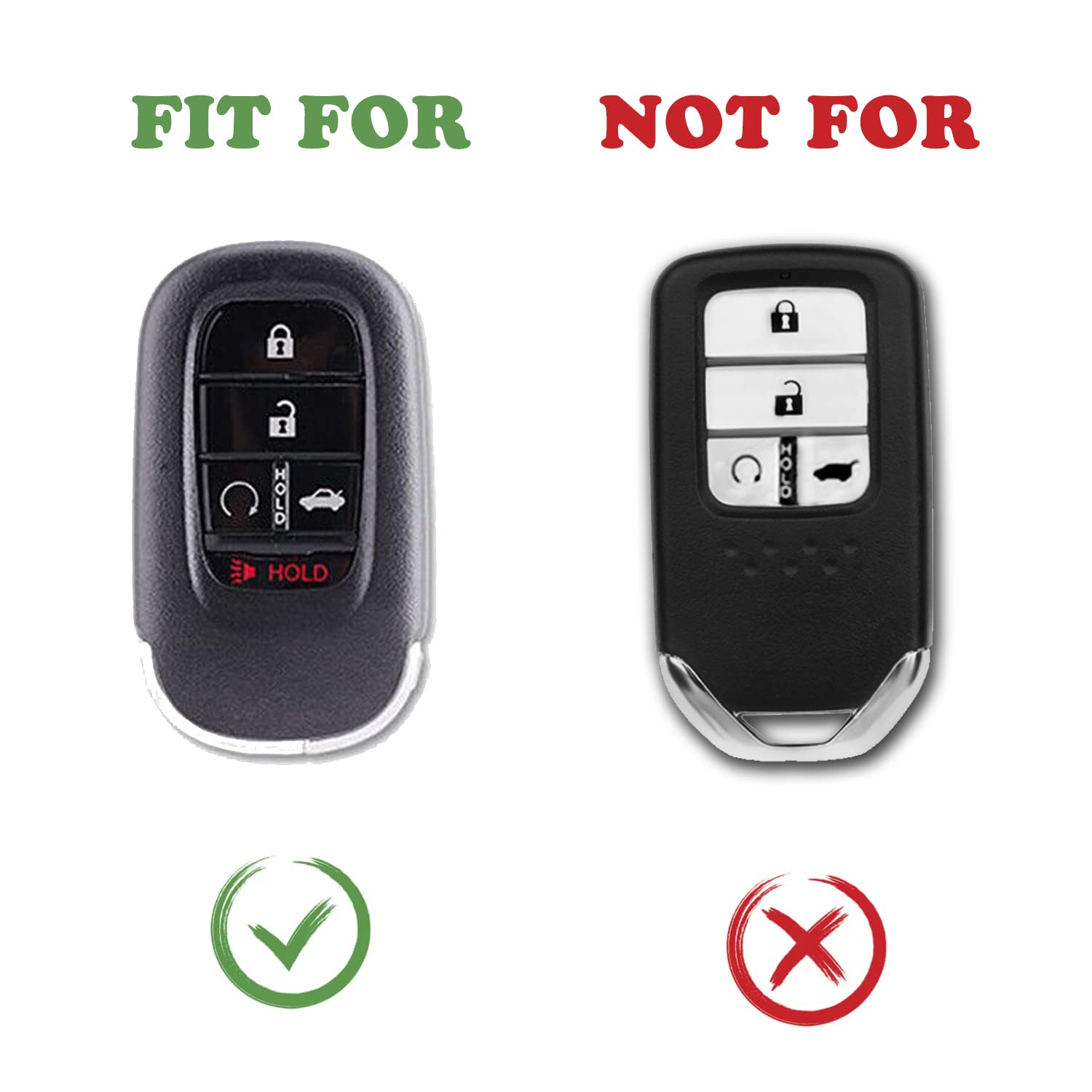 Tandrive Key Fob Cover For (5 Buttons) Honda 2022 2023 2024 2025 Civic Accord Hr-V Pilot Cr-V, Silicone, 2-Pack, Black