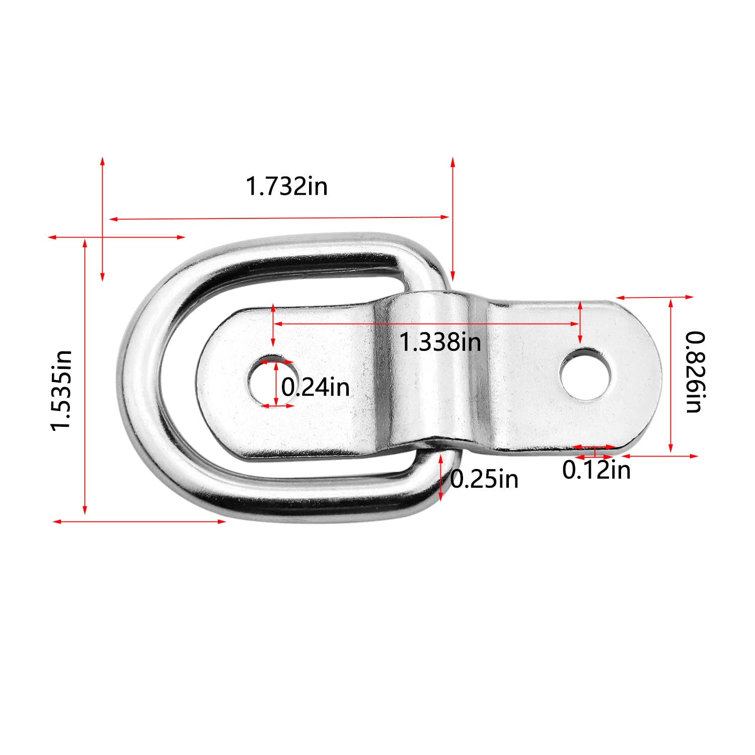 D-Ring Tie Downs Anchor1/4    Heavy Duty Surface Floor Mount Lashing Rings 2400 Lbs Cargo Trailers Load-Bearing Hangers Bracket