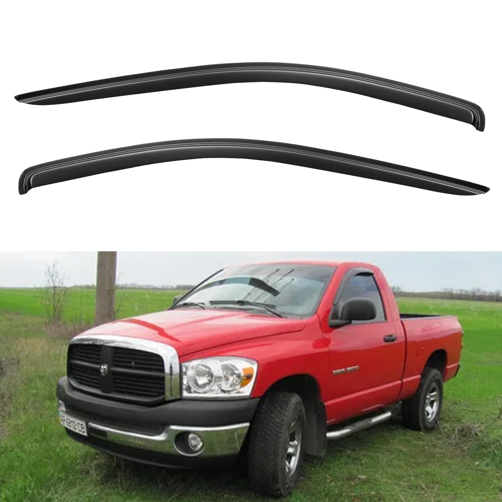 Window Visors Rain Guards For 2002-2008 Dodge Ram 1500 Regular Cab, Out-Channel Window Vent Wind Deflectors Visors Shades For 20