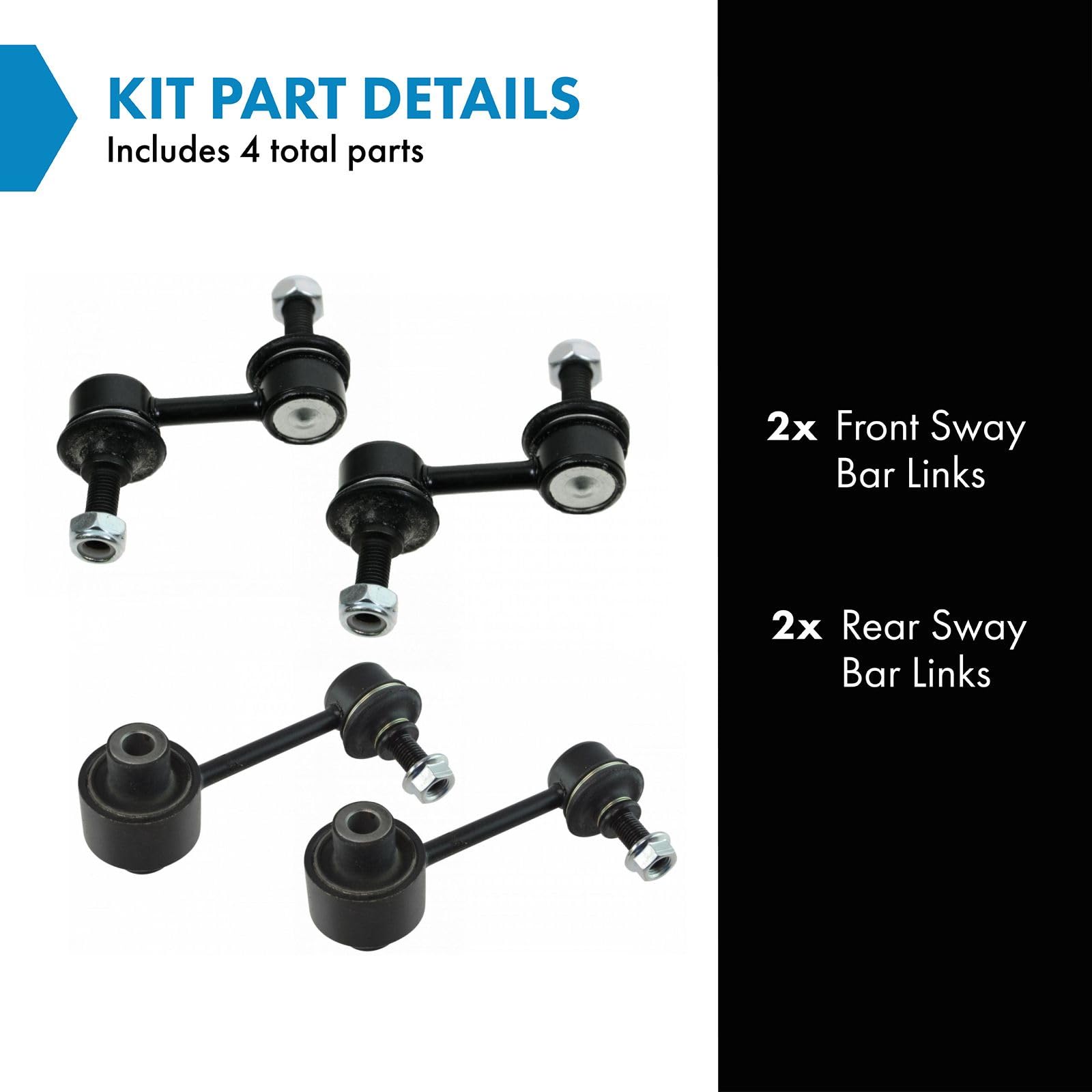 Trq Front & Rear Sway Bar Stabilizer Link Set Compatible With 2008-2016 Subaru Impreza