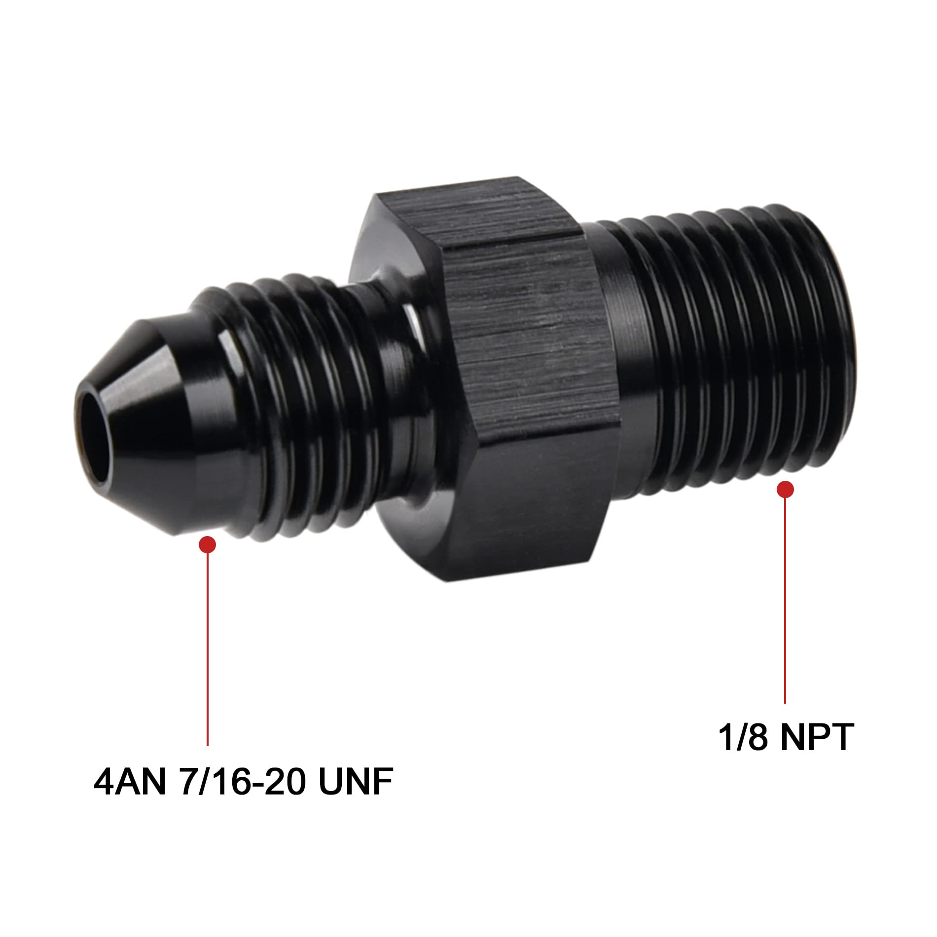 Evil Energy 4An Male Flare To 1/8'' Npt Pipe Fitting Adapter Aluminum Straight Black