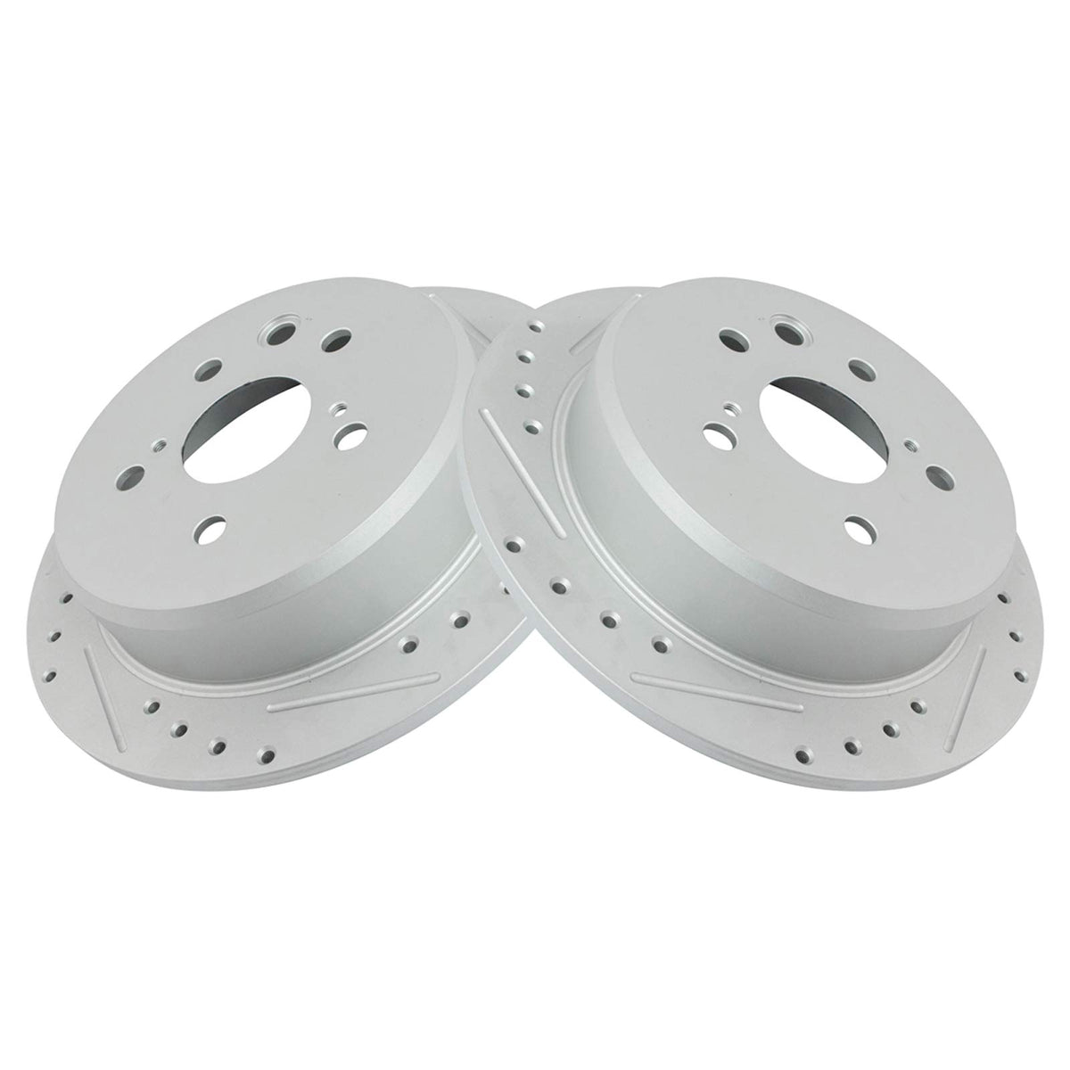 Trq Rear Performance Brake Rotors Set Solid Premium G-Coated Cross Drilled & Slotted Compatible With 2006-2015 Lexus Is250