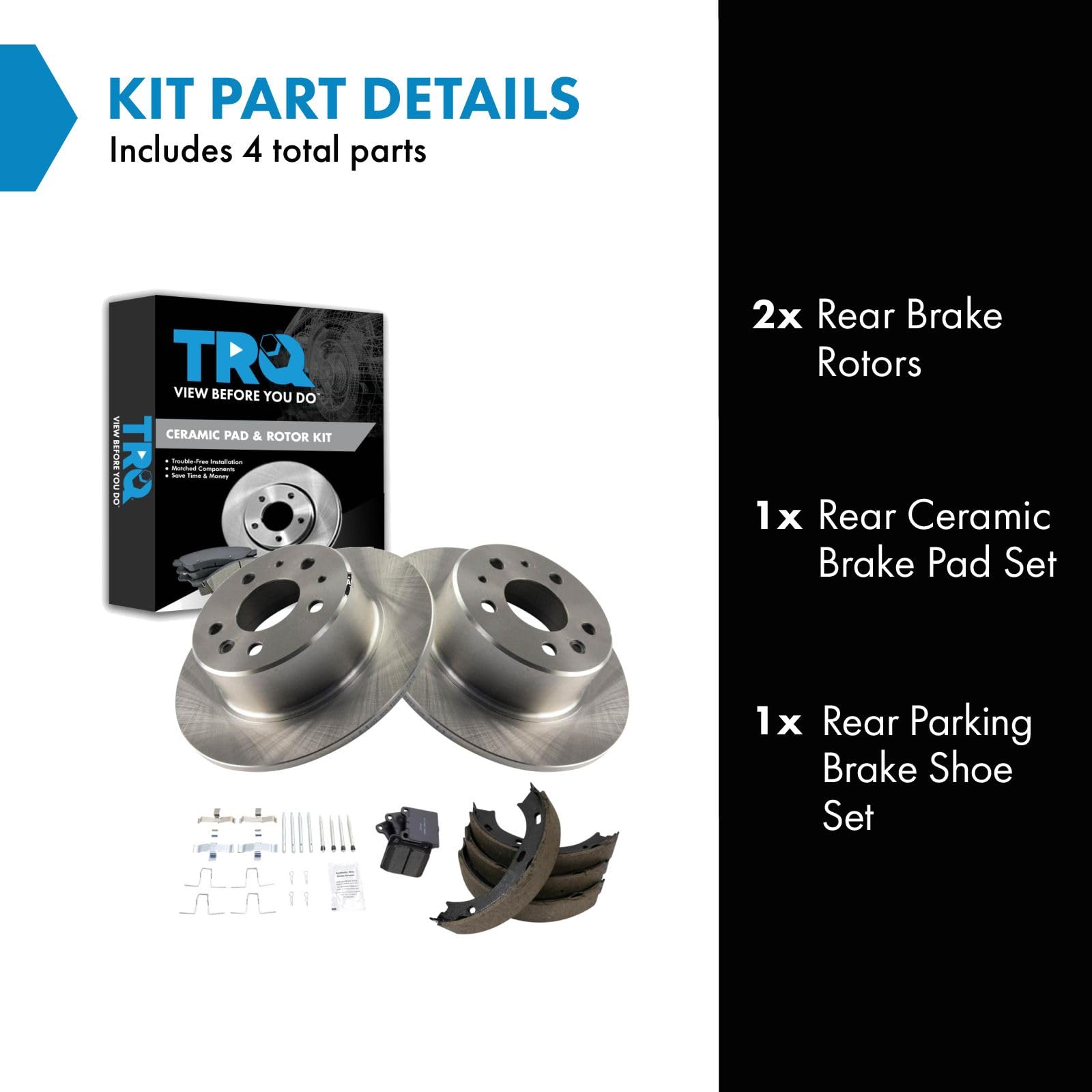 Trq Rear Ceramic Brake Pad & Rotor Kit Compatible With 1968-1991 Mercedes-Benz