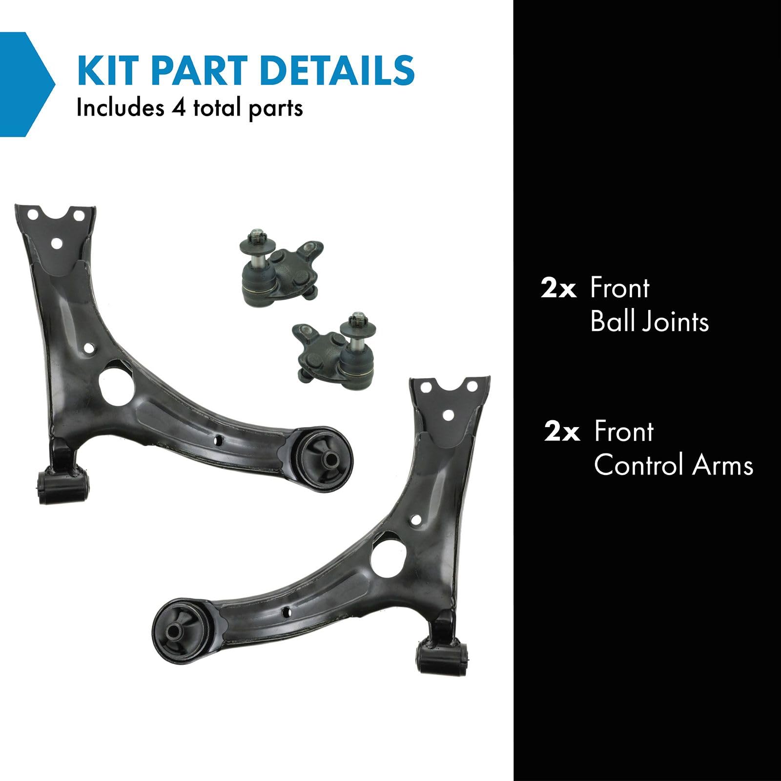 TRQ Front Control Arm with Ball Joint Set Compatible with 2004-2009 Toyota Prius