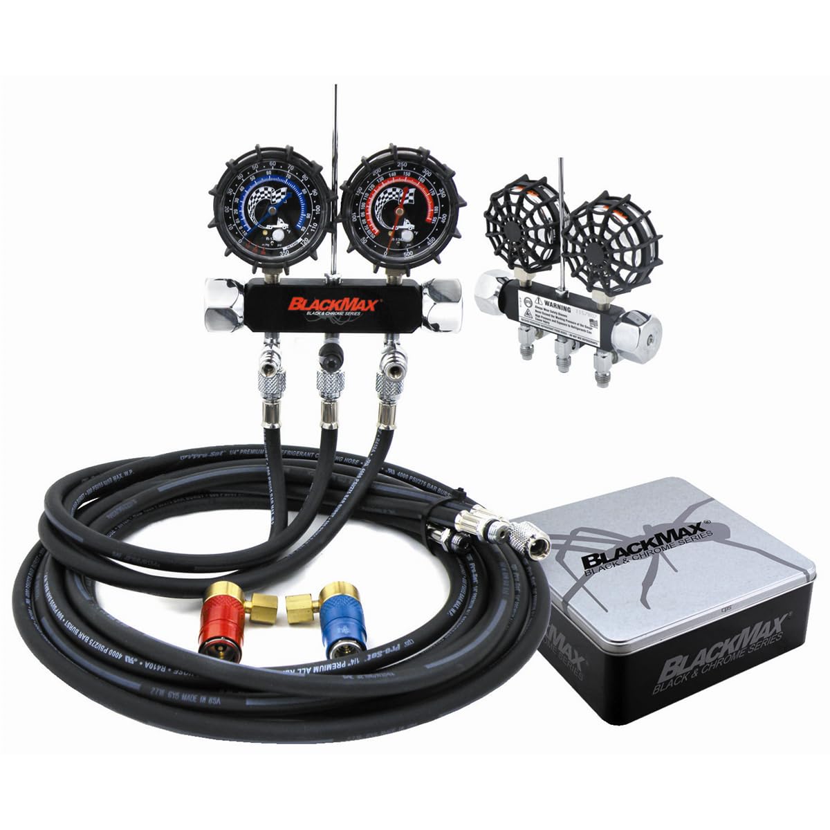 CPS MAID8QZ Blackmax Chrome Manifold Gauge Set with Collectors Tin