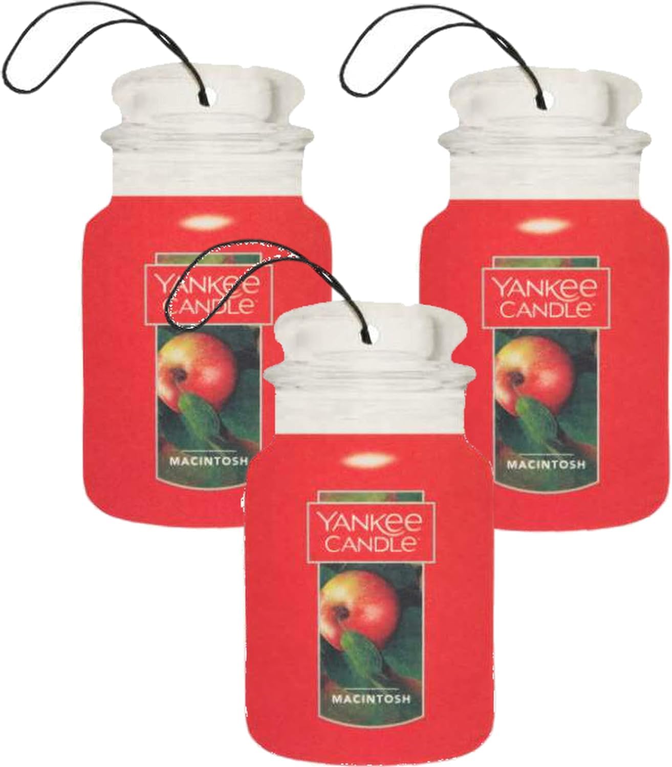 Yankee Candle Paper Car Jar Hanging Air Freshener Macintosh Scent - 3 Packs