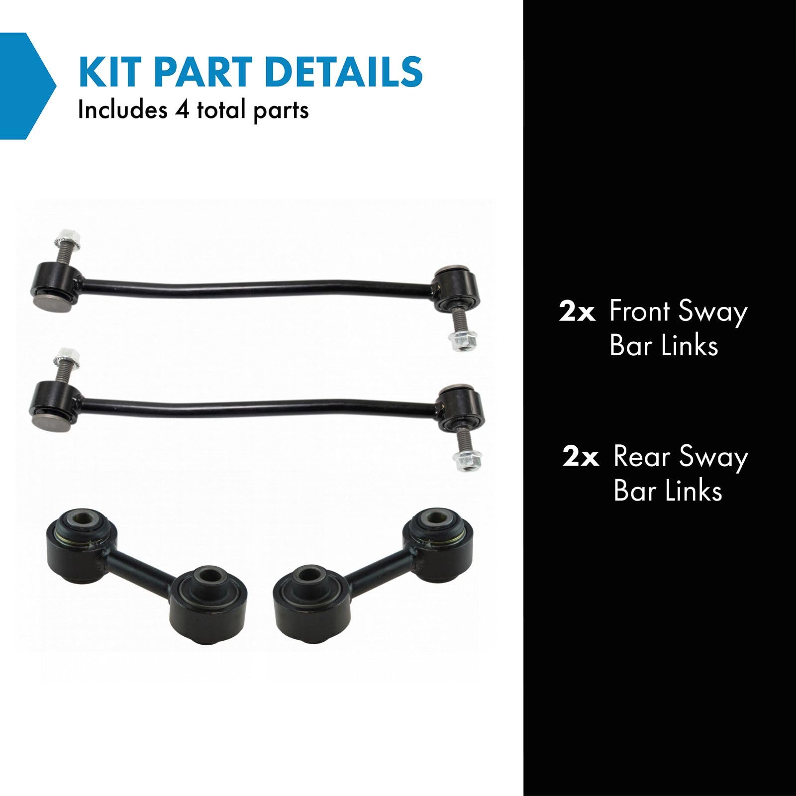 Trq Sway Bar Stabilizer Link Set Compatible With 2008-2010 Ford F-250 Super Duty F-350 Super Duty