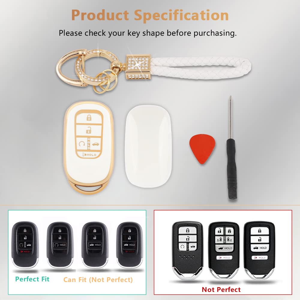 Pifoog Key Fob Cover Fit For Honda 2025 2024 2023 Crv Civic Accord Pilot Hrv 5 Button Car Smart Keys Shell Case With Bling Keych