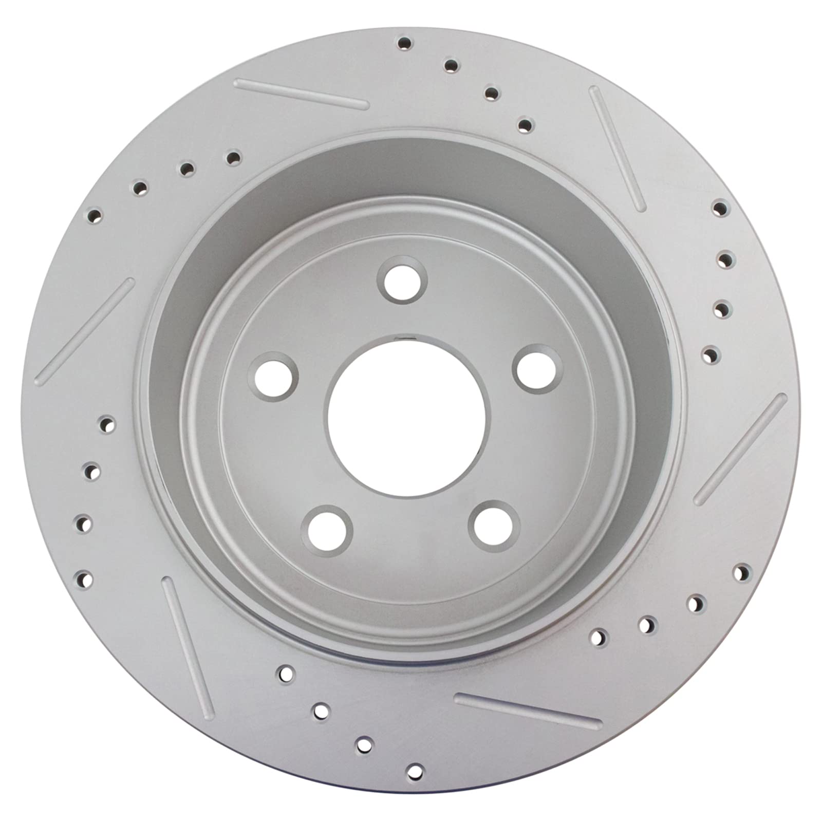 Trq Rear Performance Brake Rotors Set Solid Premium G-Coated Cross Drilled & Slotted Compatible With 2007-2017 Jeep Wrangler 201