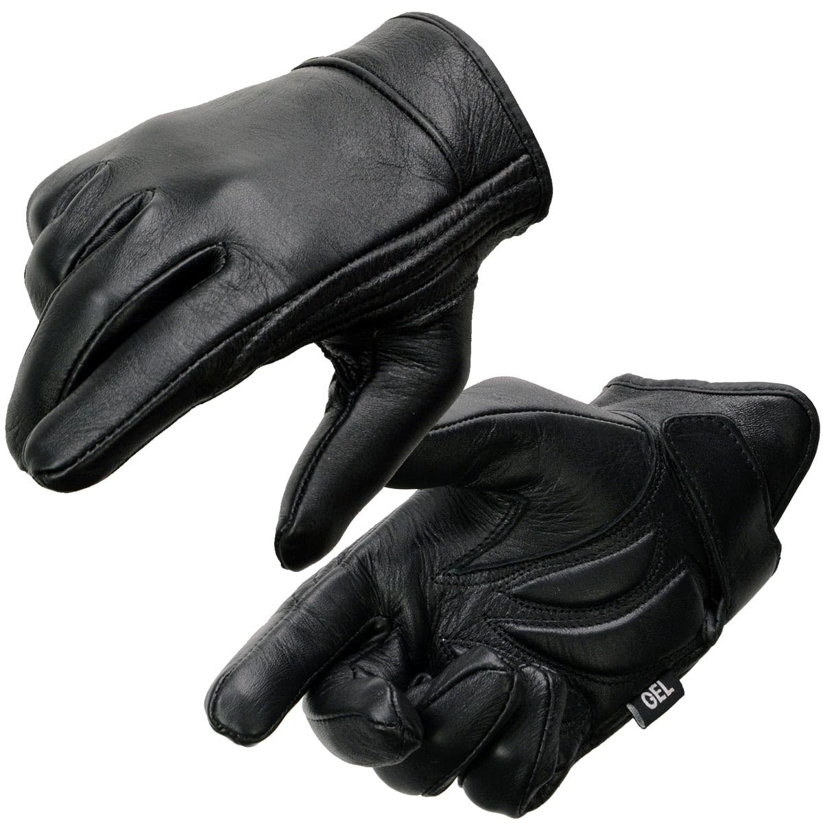 Milwaukee Leather Mg7510 Men'S Black Leather Gel Padded Palm Short Wrist Motorcycle Hand Gloves W/ Full Panel Cover - X-Small
