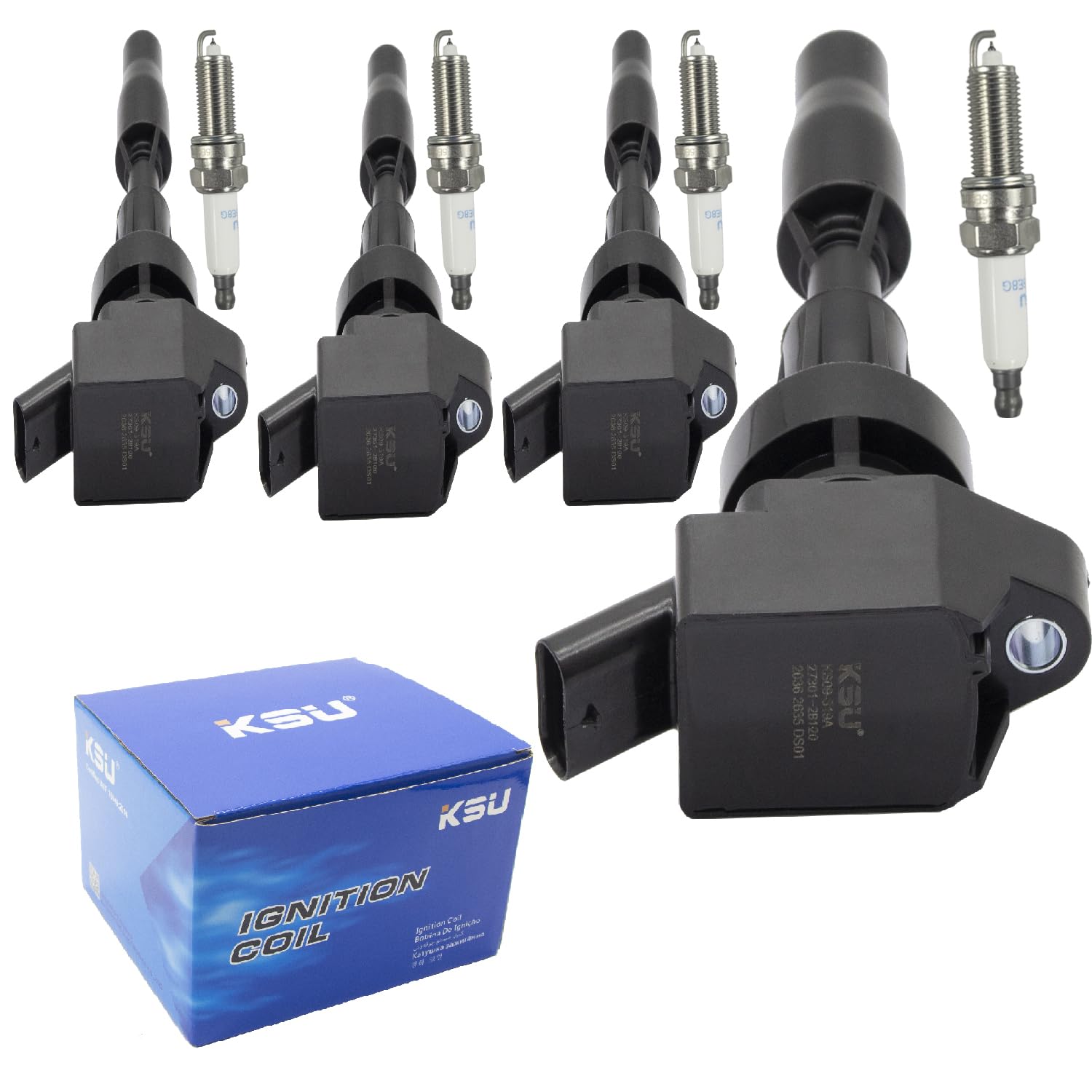 Ksu Coil Pack & Spark Plug Compatible With Hyundai Tucson 1.6L L4 Turbocharged 2016 2017 2018