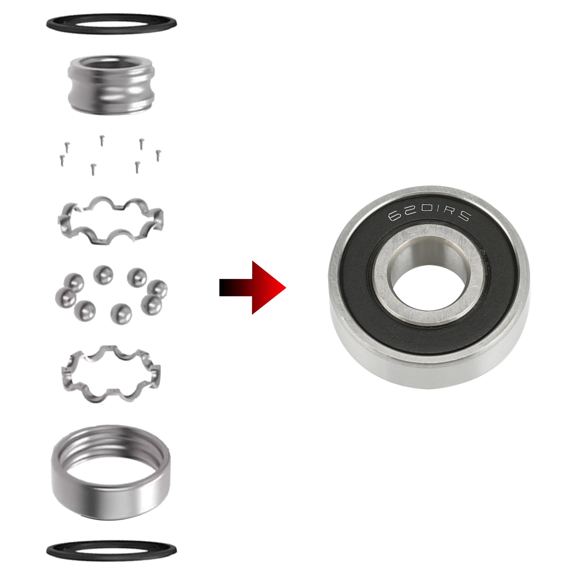 GREHUA Mini Bike Wheel Bearing Front and Rear for Coleman CT100U CC100X KT196 Motovox MBX10 MBX11 Baja Motorsports 97cc Doodle B