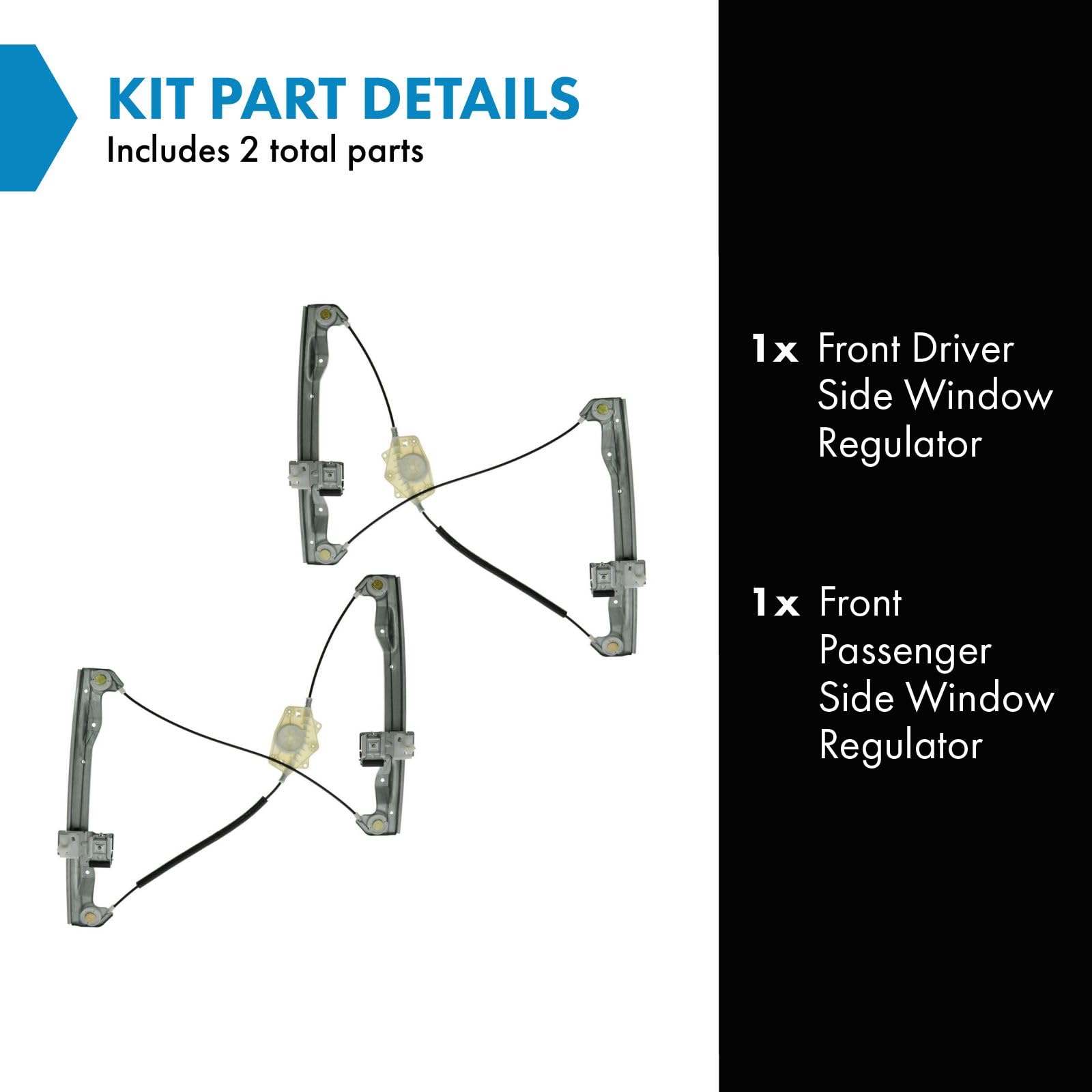 Trq Front Power Window Regulator Set Compatible With 2006-2012 Ford Fusion 2007-2012 Lincoln Mkz 2006 Zephyr 2006-2011 Mercury M