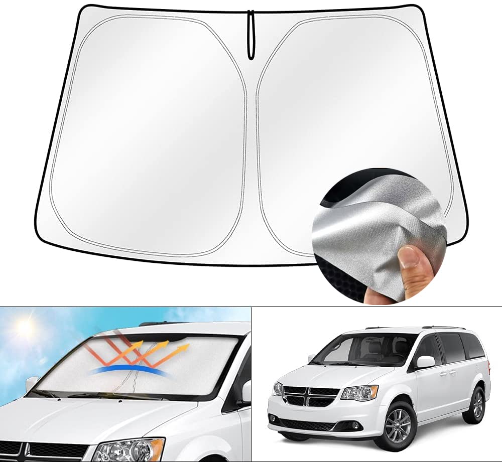 Cartist Windshield Sun Shade Fits For Dodge Caravan Mini Van 2010-2020, (Not For Dodge Grand Caravan) Foldable Window Sunshade F