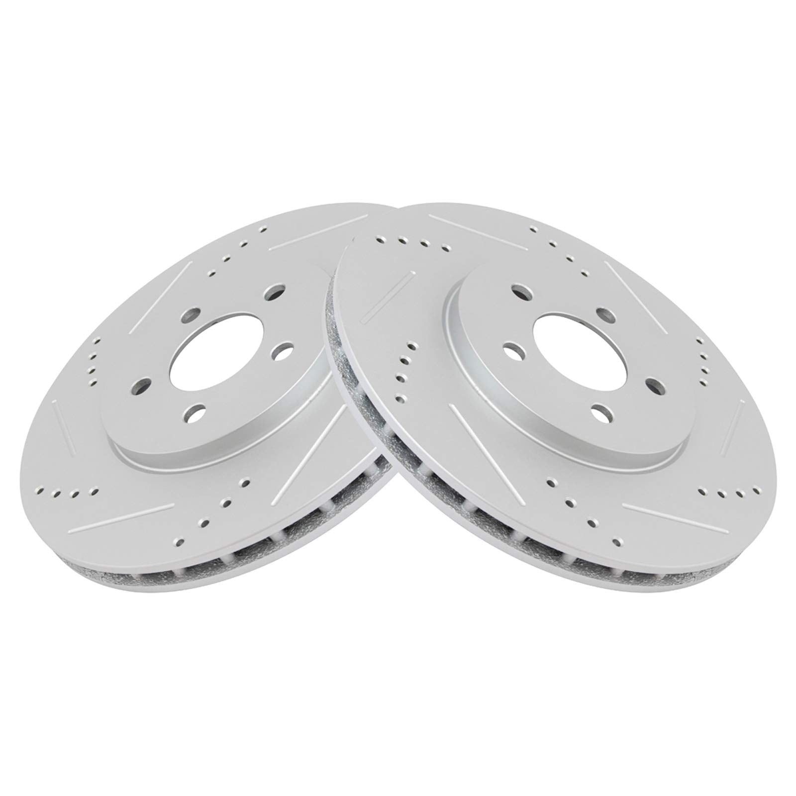 Trq Front Performance Brake Rotors Set Premium G-Coated Cross Drilled & Slotted Compatible With 1994-2004 Ford Mustang