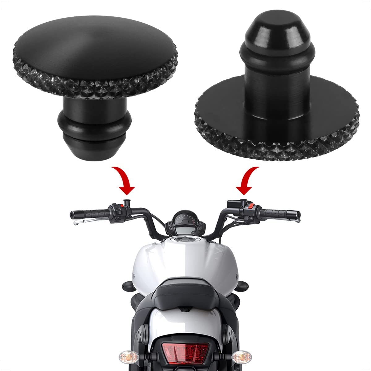 Evermotor 2Pcs Universal Motorcycle M8 6065-T6 Cnc Aluminum Anodic Oxidation Motorcycle Mirror Blind Plug Covering Screws Thread Blanking Mirror Hole Plugs Hole Caps With Embossing A