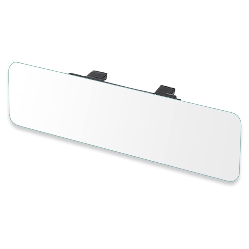 (Newest Version) Skycrophd Frameless Rear View Mirror Interior Panoramic Wide Angle Mirror Eliminate Blind Spots For Car Suv Truck - Flat,11.8In (White)