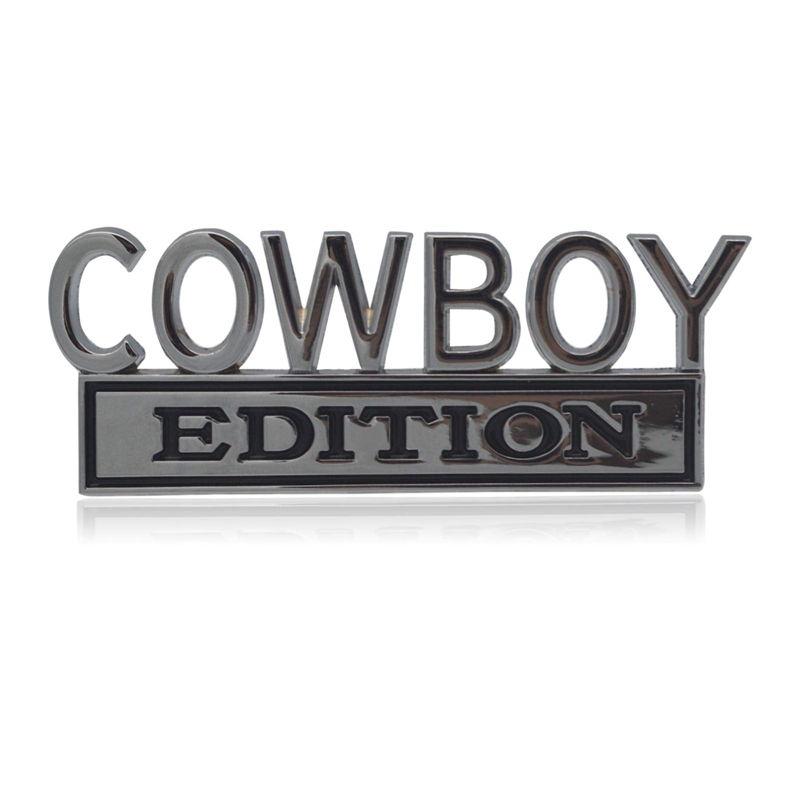 Geegeetop Universal Cow Boy Edition Emblem Sticker Replacement Car Truck Suv Compatible With Ford F150 Jeep Dodger Chevrolet Badge Tailgate Badge Front Grille Hood Trunk (Silver+Black)