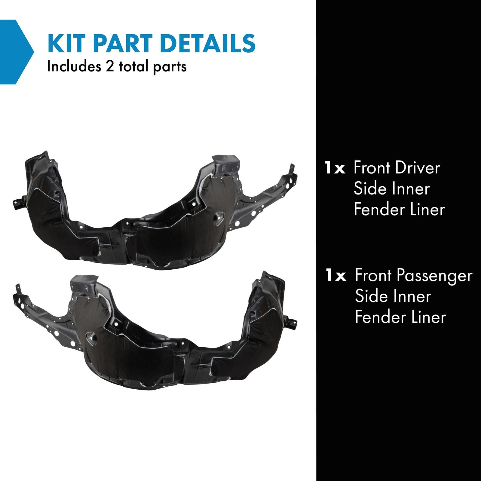 Trq Front Inner Fender Liner Set Compatible With 2016-2021 Nissan Maxima Ni1248159 Ni1249159