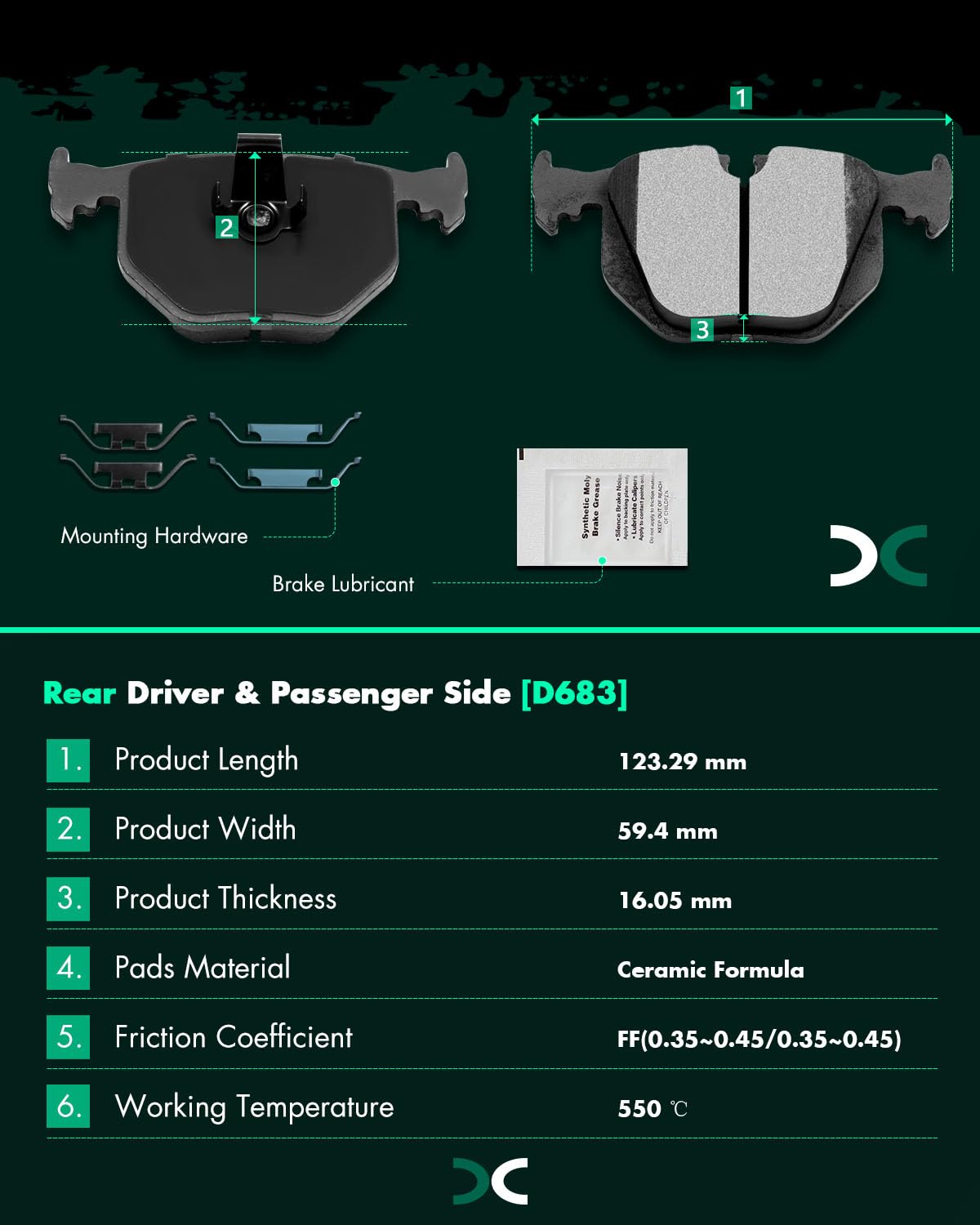 SCITOO Ceramic Brake Pads, 8pcs Front Rear Brake Pads Brakes Kits fit for 01-06 for 330Ci,01-05 for 330i,01-05 for 330xi,05-06 f