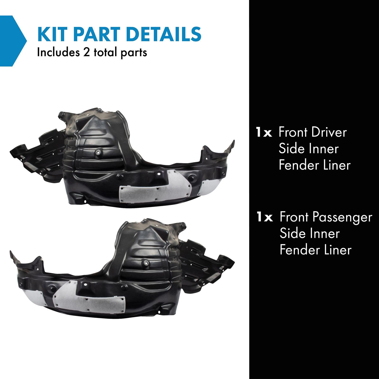 Trq Front Inner Fender Liner Set Compatible With 2019-2023 Subaru Ascent Su1248136 Su1249136