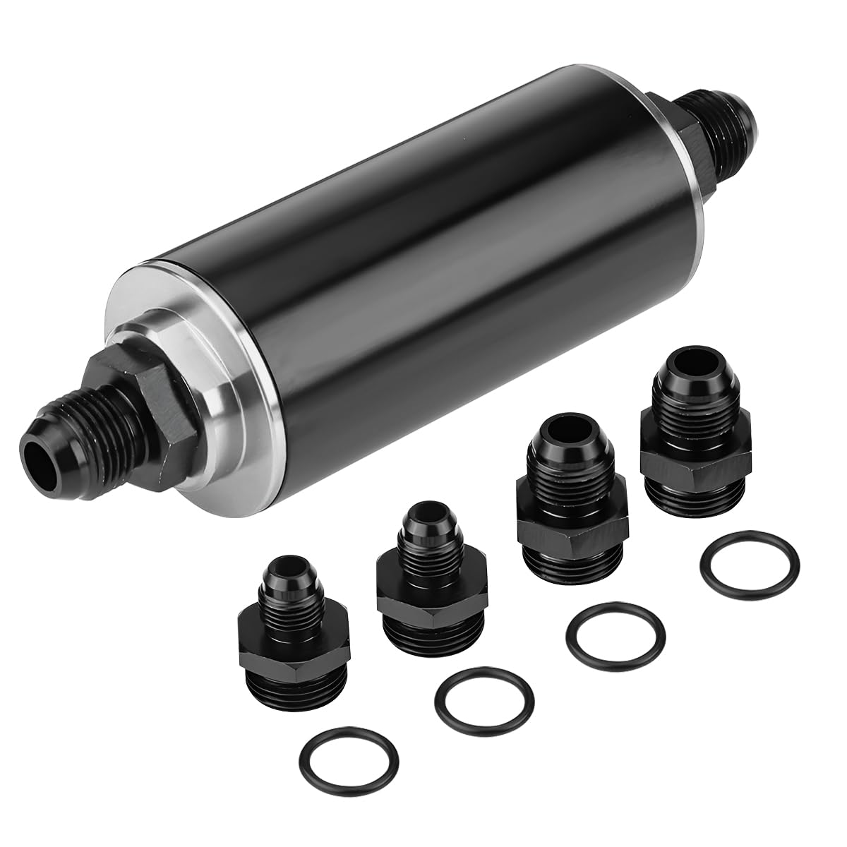 Auceli 50Mm Inline Gas Fuel Filter, Air Filter With 6An 8An 10An Adapter, Aluminum Cleanable Fuel/Gas/Petrol Filter Adapter Fitt