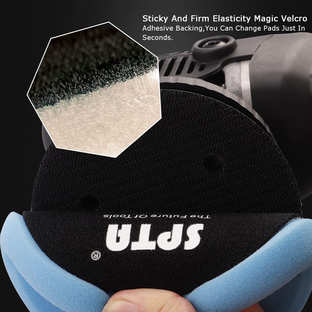 Buffer Polisher, SPTA 5-Inch 125mm Dual Action Random Orbital Car Polisher,Car Detailing Kit, 4Pcs 5inch & 4Pcs 6Inch Polishing