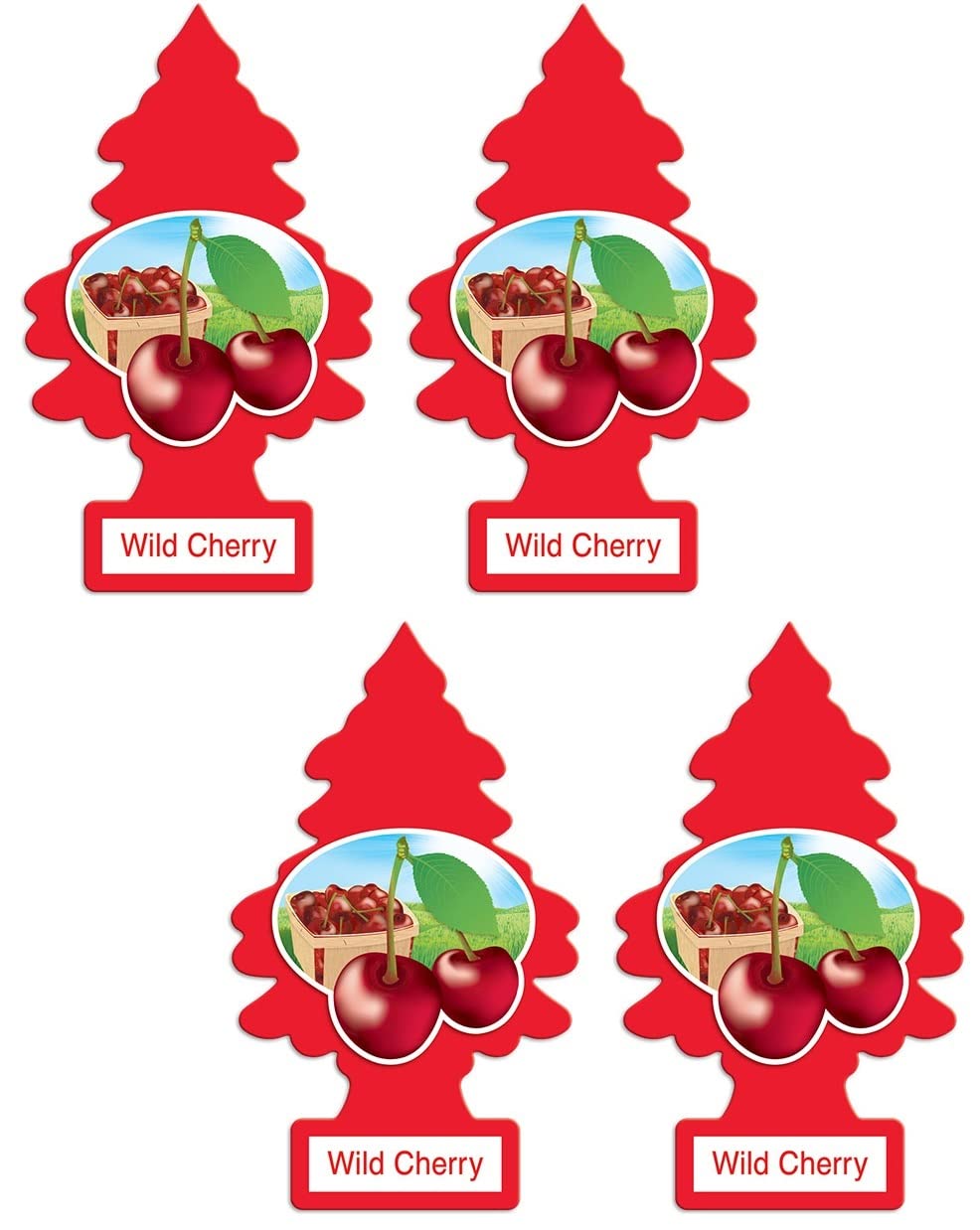 Little Trees Car Air Freshener | Hanging Paper Tree For Home Or Car | Wild Cherry | 4 Pack