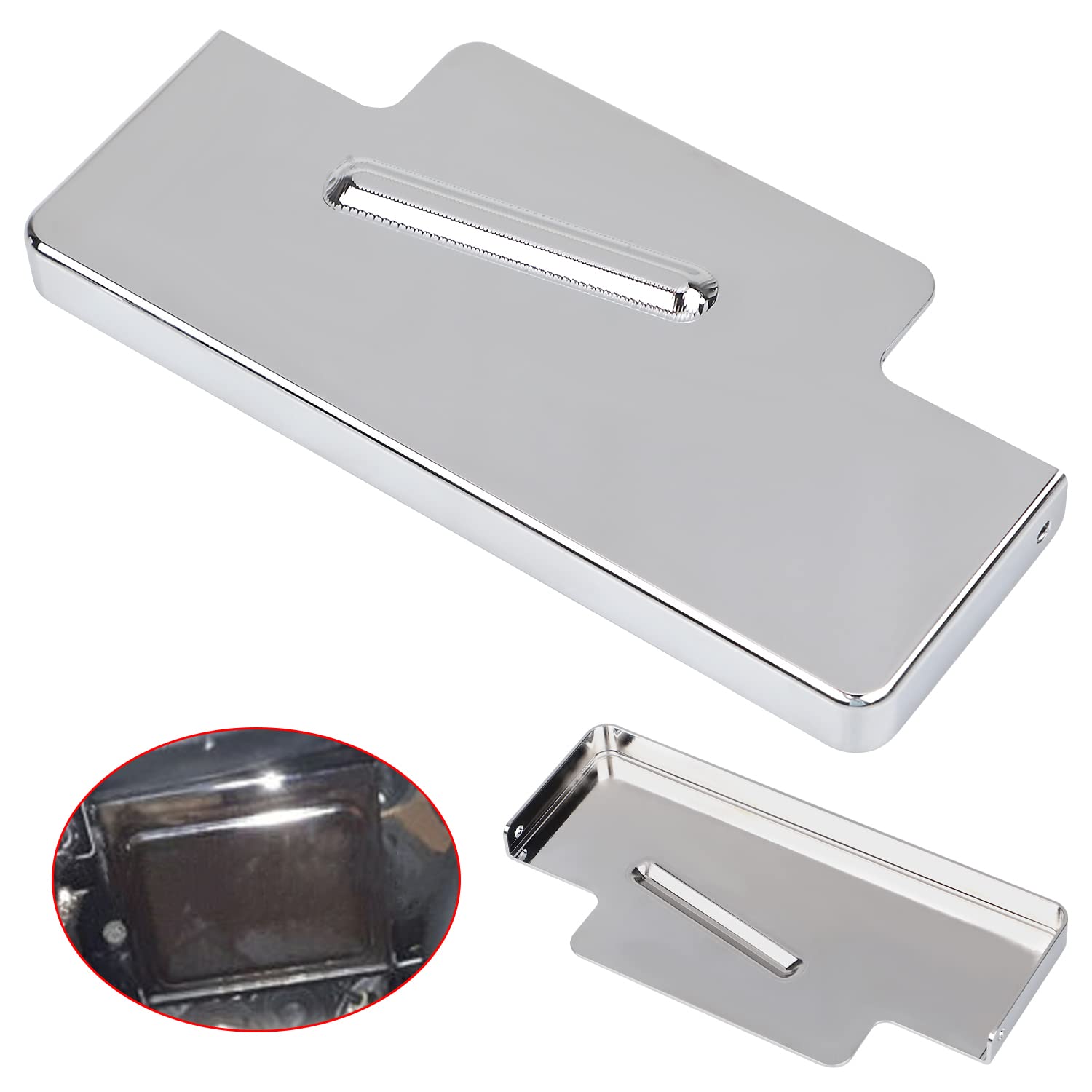 Bid4Ze Chrome Battery Top Cover Batteries Cover Kit Compatible With Harley Dyna Wide Glid Super Glide Low Rider Fxd Fxdl