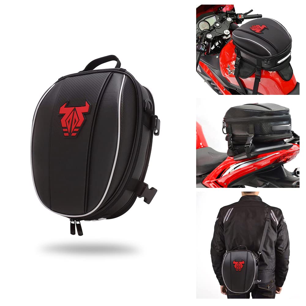 Motorcycle Tail Bag,Dual Motorcycle Seat Bag Backpack Waterproof Luggage Bag Saddle Bags Multifunctional Motorcycle Bags(Red)