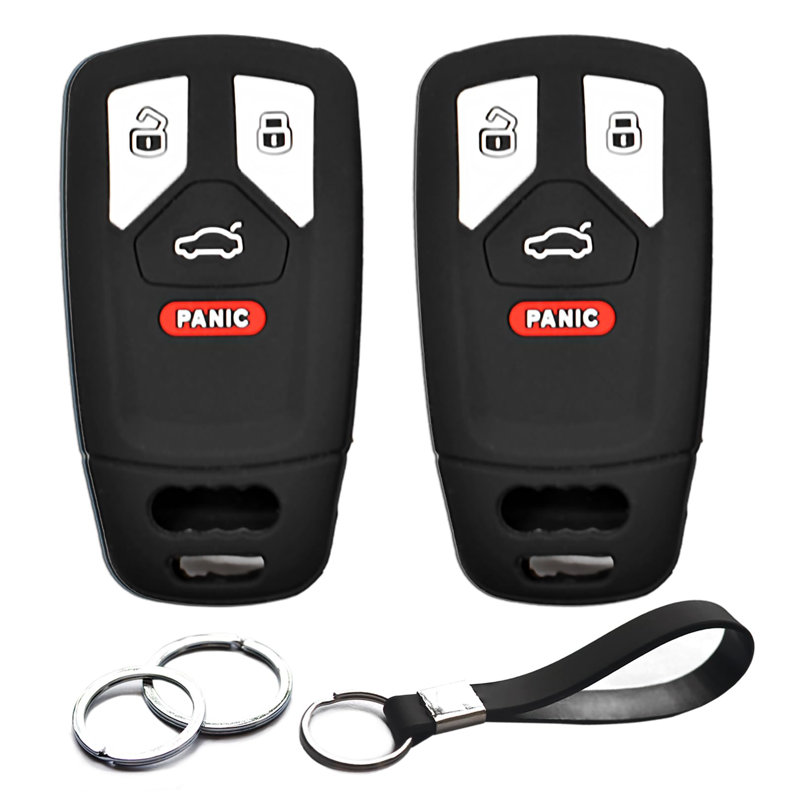 Infipar 2Pcs Fit For Audi A4 A5 A6 A7 A8 Q5 Q7 R8 Rs7 S4 S5 S6 S7 S8 Sq5 Tt Allroad Quattro Sportback Key Fob Cover Case Key Chain Protector Keyless Remote Holder
