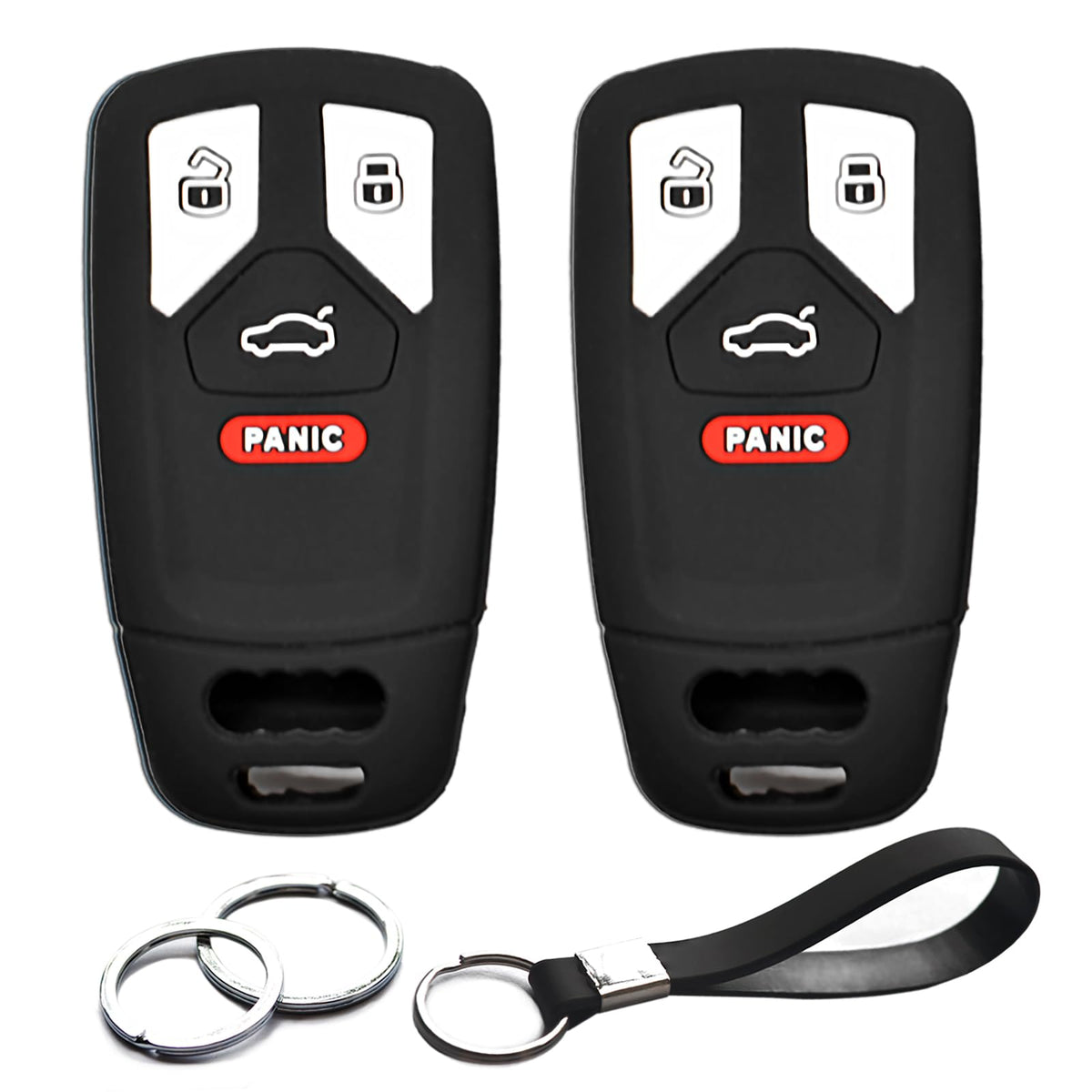INFIPAR 2pcs Fit for Audi A4 A5 A6 A7 A8 Q5 Q7 R8 RS7 S4 S5 S6 S7 S8 SQ5 TT allroad Quattro Sportback Key Fob Cover Case Key Cha
