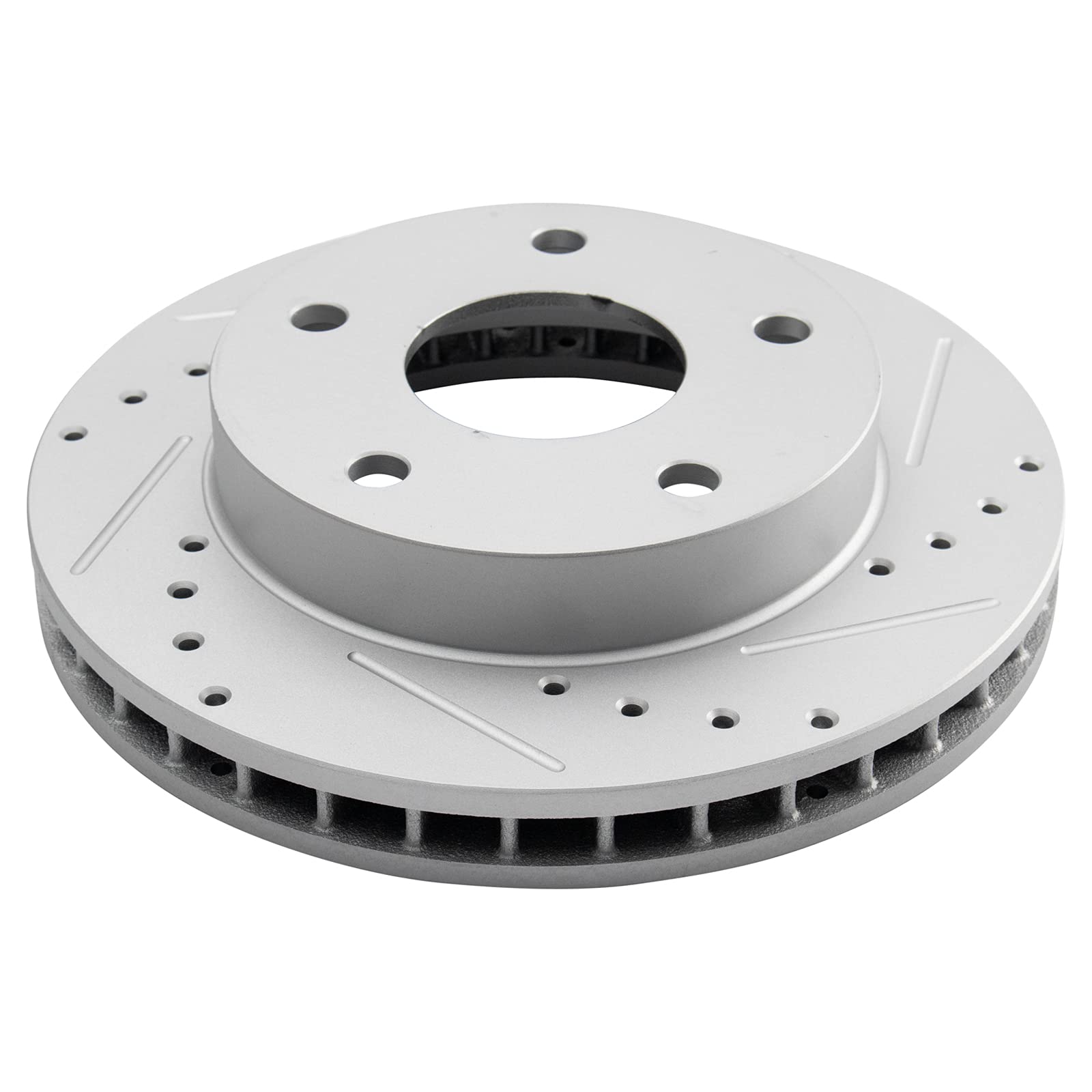 Trq Front Performance Brake Rotors Set Premium G-Coated Cross Drilled & Slotted Compatible With 1994-1999 Dodge Ram 1500