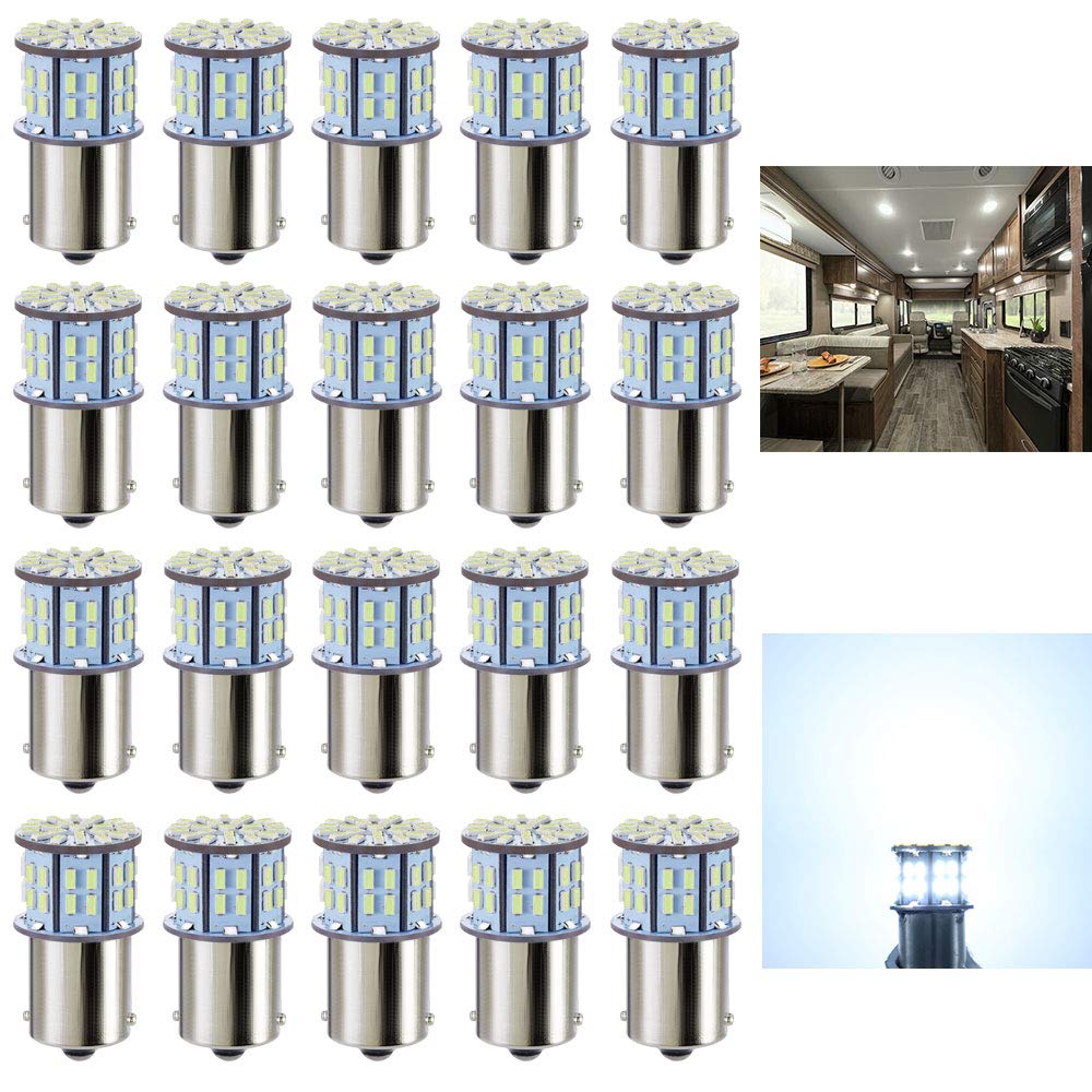 Antline 1156 1141 1003 7506 Ba15S Led Bulbs Cool White 20-Packs, Super Bright 3014 50-Smd Led Replacement For 12 Volt Rv Camper Trailer Boat Trunk Interior Lights