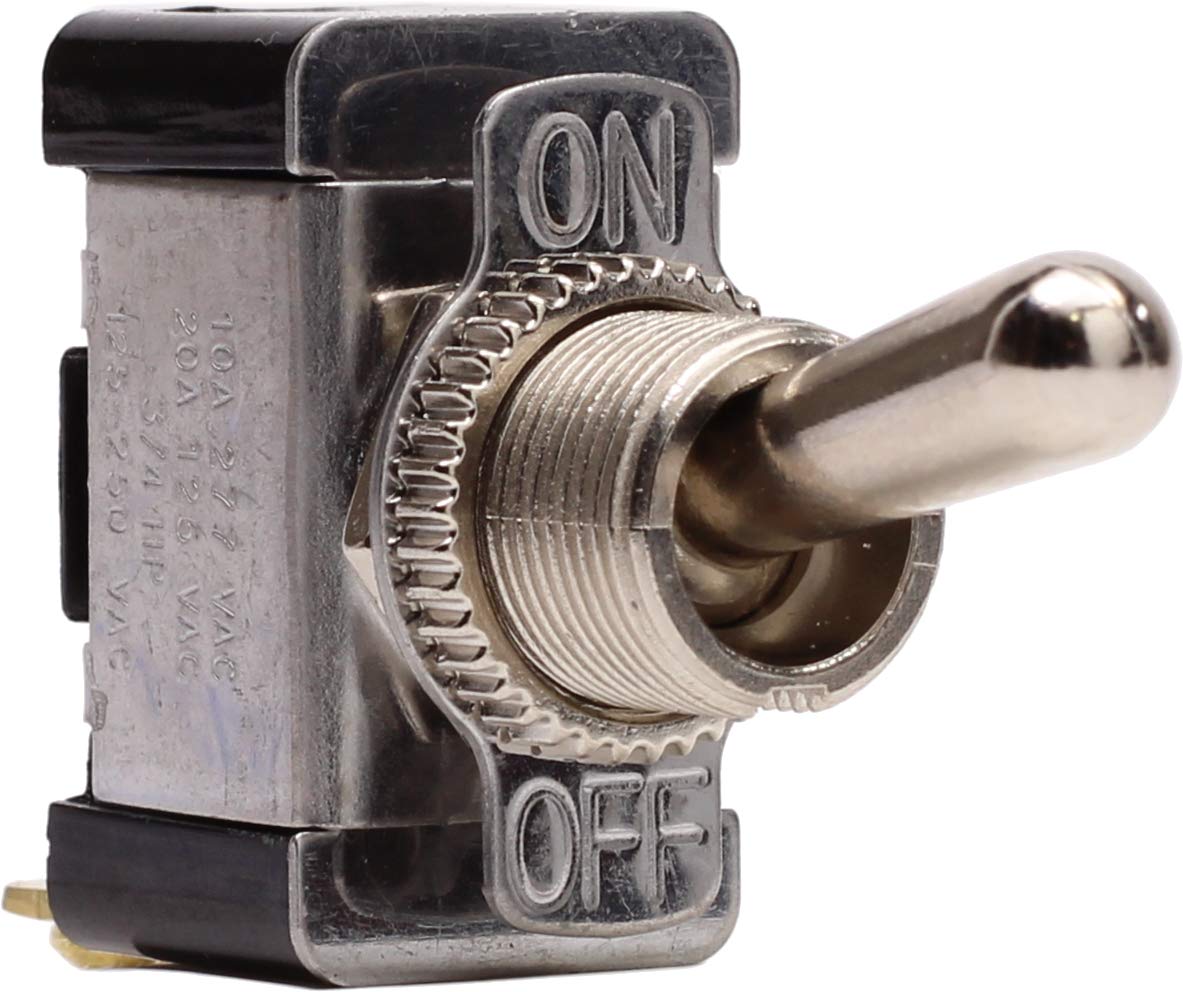 Fastronix Spst On-Off Heavy Duty Ac/Dc 20A Toggle Switch With Red Aircraft Safety Cover